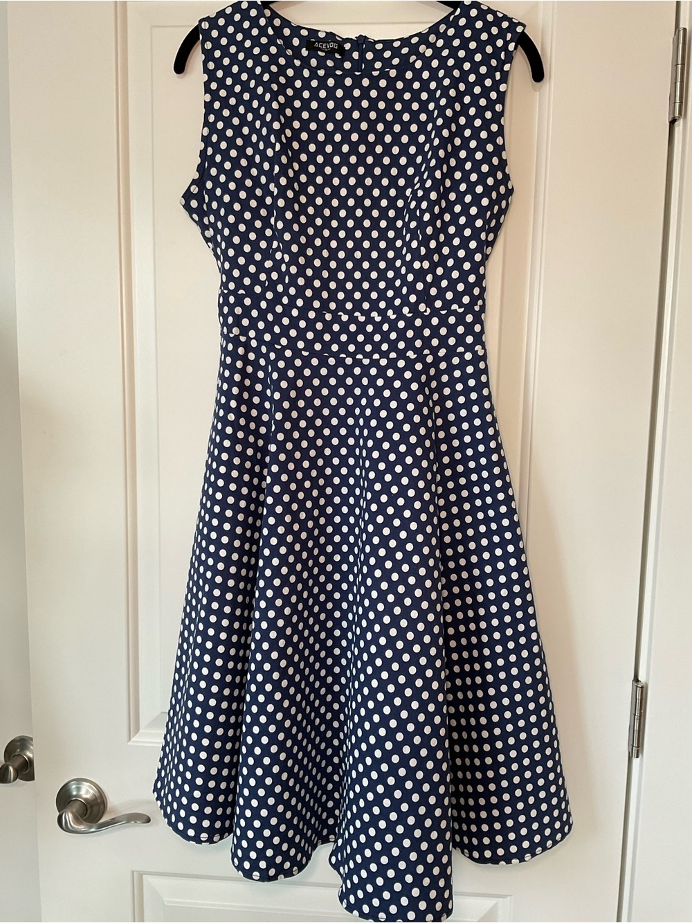 Navy Polka Dot Fit & Flare Dress